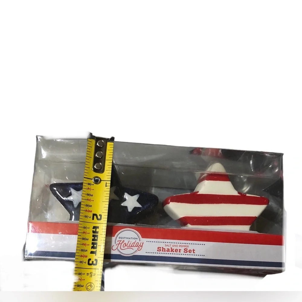 Patriotic Americana Stars & Stripes‎ star spangled banner salt & pepper set new